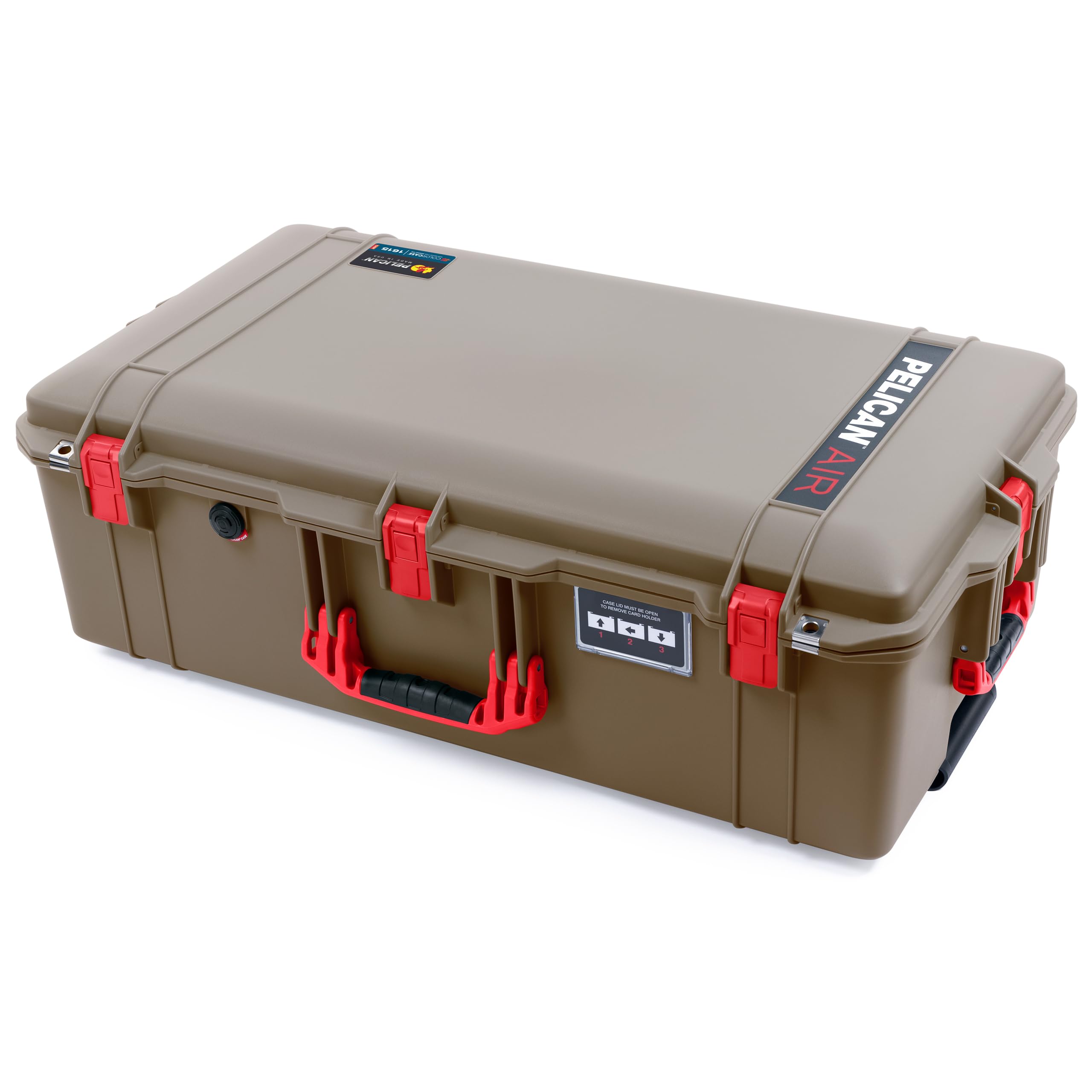 Pelican Air 1615 Case by ColorCase - Dark Desert Dirt - Large Size Waterproof Case (Case Only) - Red Handles & Latches