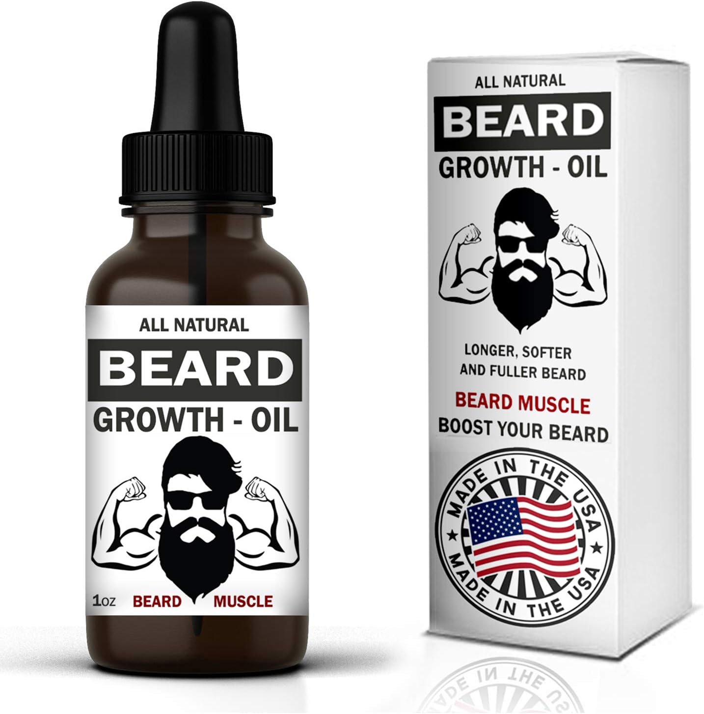 Beard Growth Oil - MADE IN USA - Natural Unscented Organic With Biotin Jojoba, Hemp and Castor Leave in Conditioner Softener Grooming Facial Hair Fuller & Thicker Beard for Men 1 oz