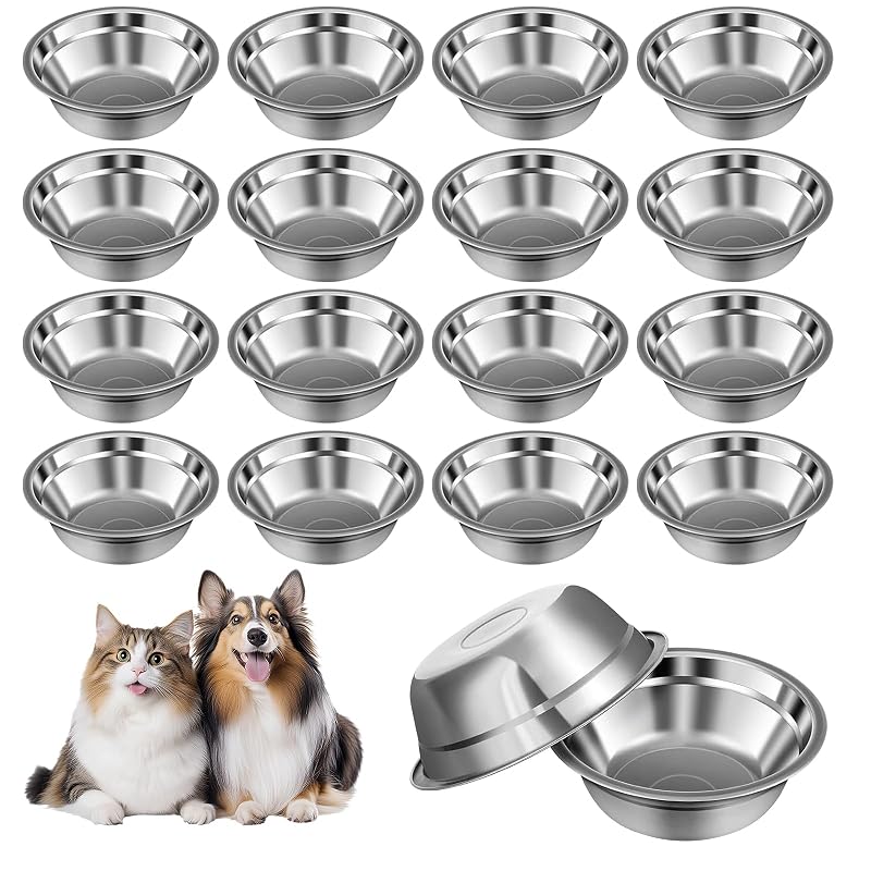 Potes de Aço Inoxidável para Cães e Gatos SENONAPO, 16 Unidades