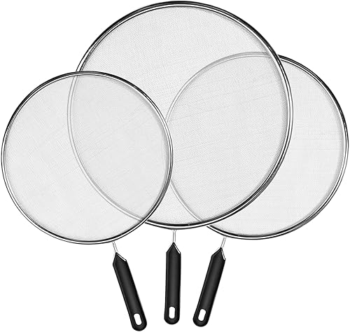 Pantalla contra salpicaduras de grasa para sartén, protector de grasa de acero inoxidable, juego de 3 (9.8, 11.5 pulgadas, 13 pulgadas) para detener