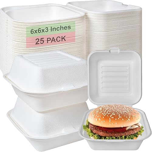 Recipientes de comida para llevar con cubierta cuadrada compostable con bisagras de 6x6,Contenedores desechables para llevar, contenedores