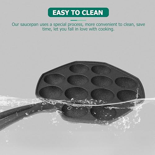 Miniatura 7 de Cabilock Sartén Takoyaki de hierro fundido, 12 moldes antiadherente Takoyaki Maker Sartén para bolas de pulpo japonesas, Aebleskiver, hojaldre para