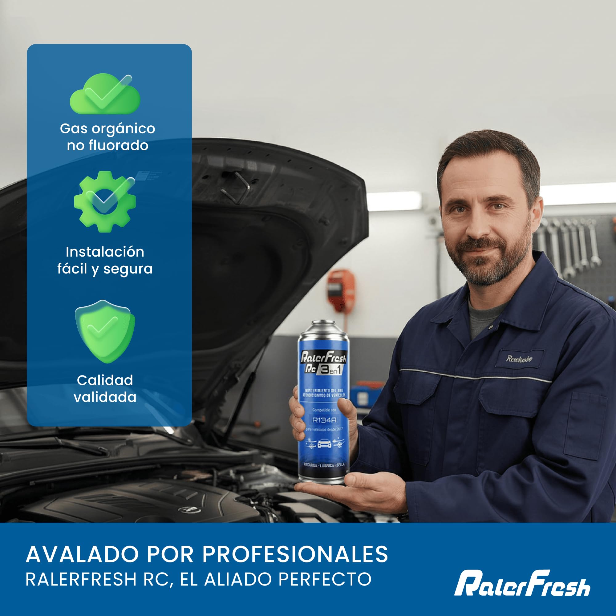 Ralerfresh RC 3 en 1 – Recarga de Aire acondicionado coche R134A hasta 2016 - Gas refrigerante, Sella fugas, lubricante (2 Botellas RC 3 en 1 de 500ml)