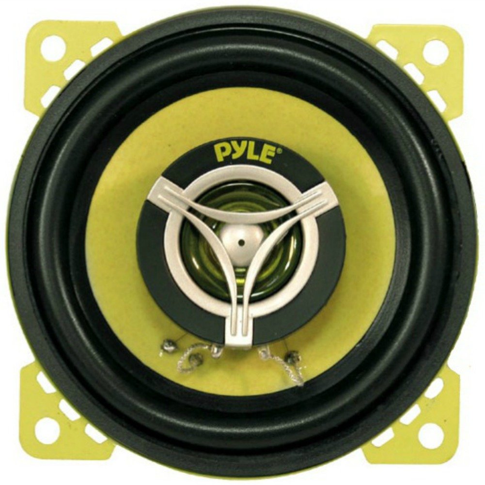 Pyle 2 Altavoces COAXIALES DE 2 VÍAS PLG4.2 PLG 4.2 Amarillo 10 cm 4" 70 Watt rms 140 Watt MAX para Carcasas estándar Puertas Coche, por par