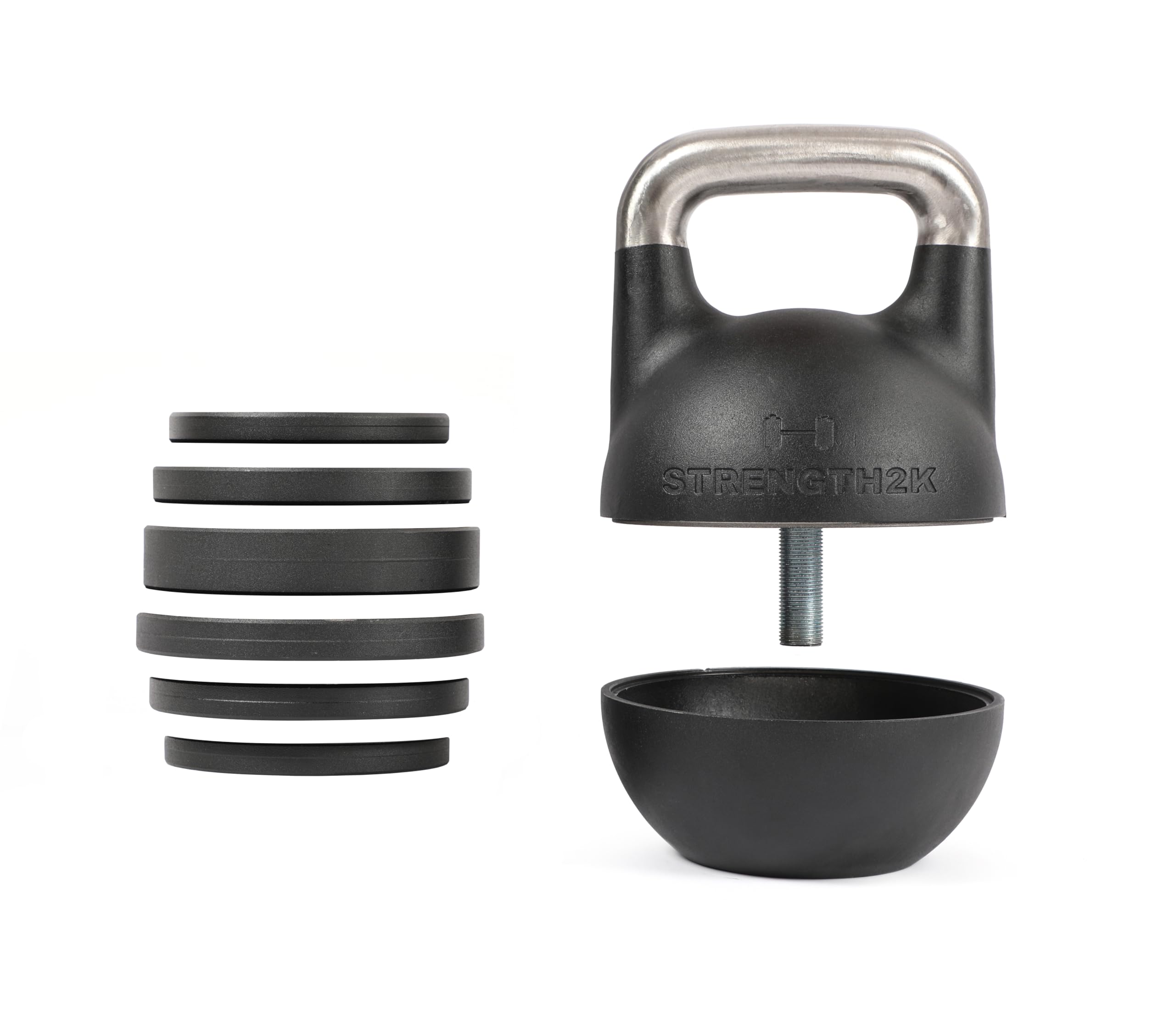 Verstellbare Kettlebell aus Gusseisen, 12–32 kg, Kugelhantel, Pulverbeschichtet, Krafttraining für Home-Gym und Studio