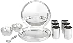 Steelcraft Premium Stainless Steel Royal Dinner Set 30 Pcs, High Grade Quality-with Silver Touch Finish, Kitchen Set for Home, Made in India, Steel Colour