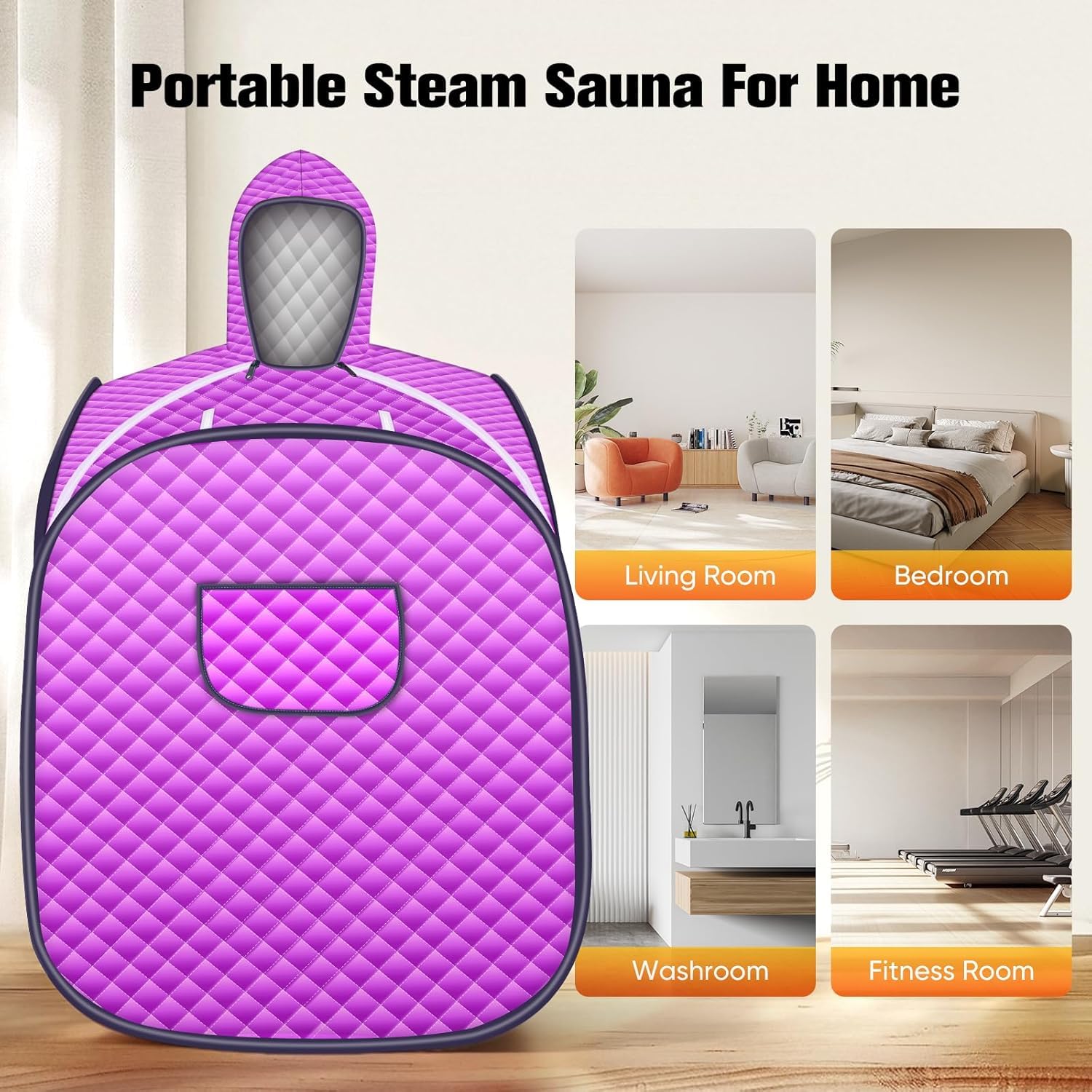 Sauna a Vapore Portatile 800W 9 Impostazioni Temperatura Motore 2 Litri Tessuto Impermeabile