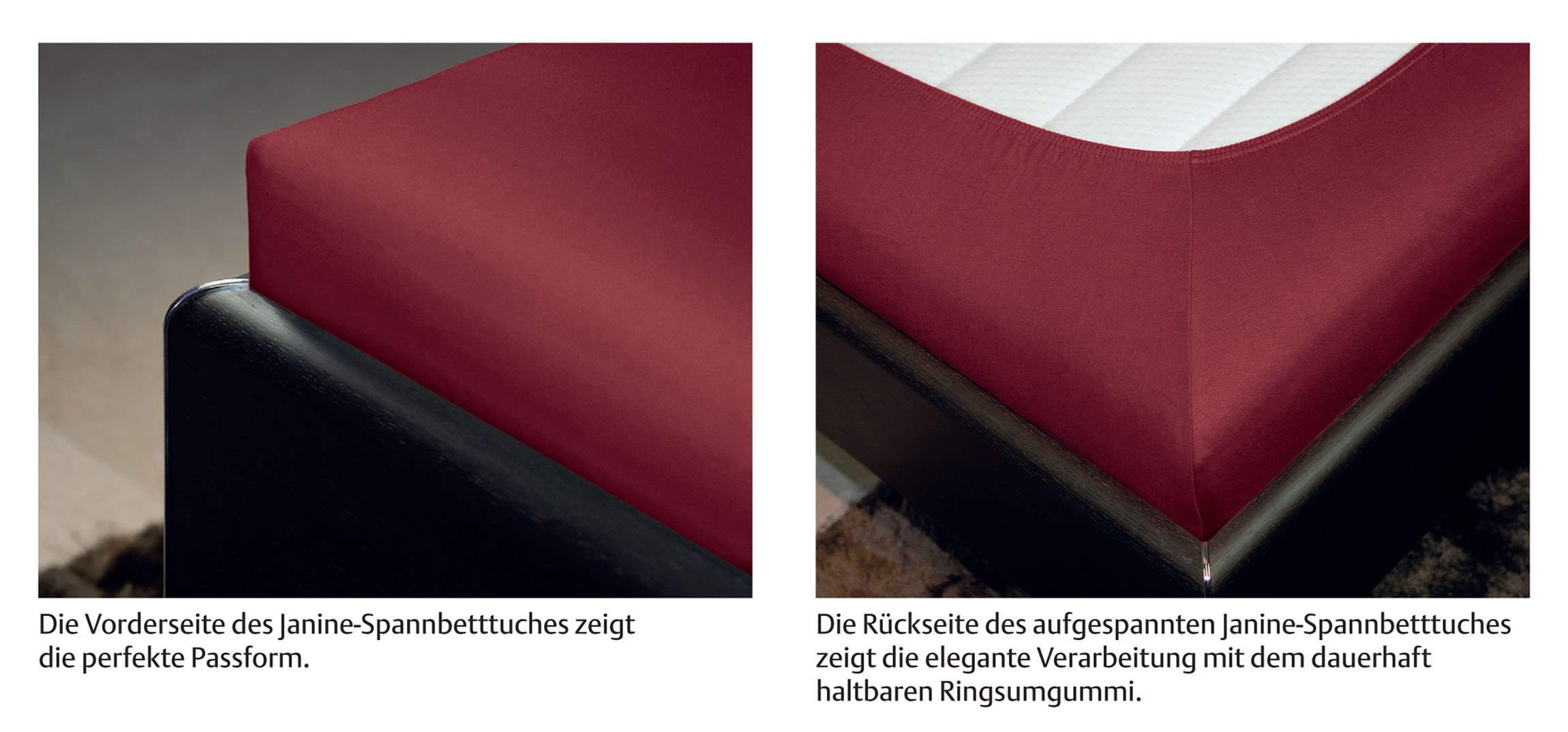 Janine Spannbettlaken Elastic 5002, Gr. 100x200 cm, Fb. 71 Granat, Elastic-Jersey