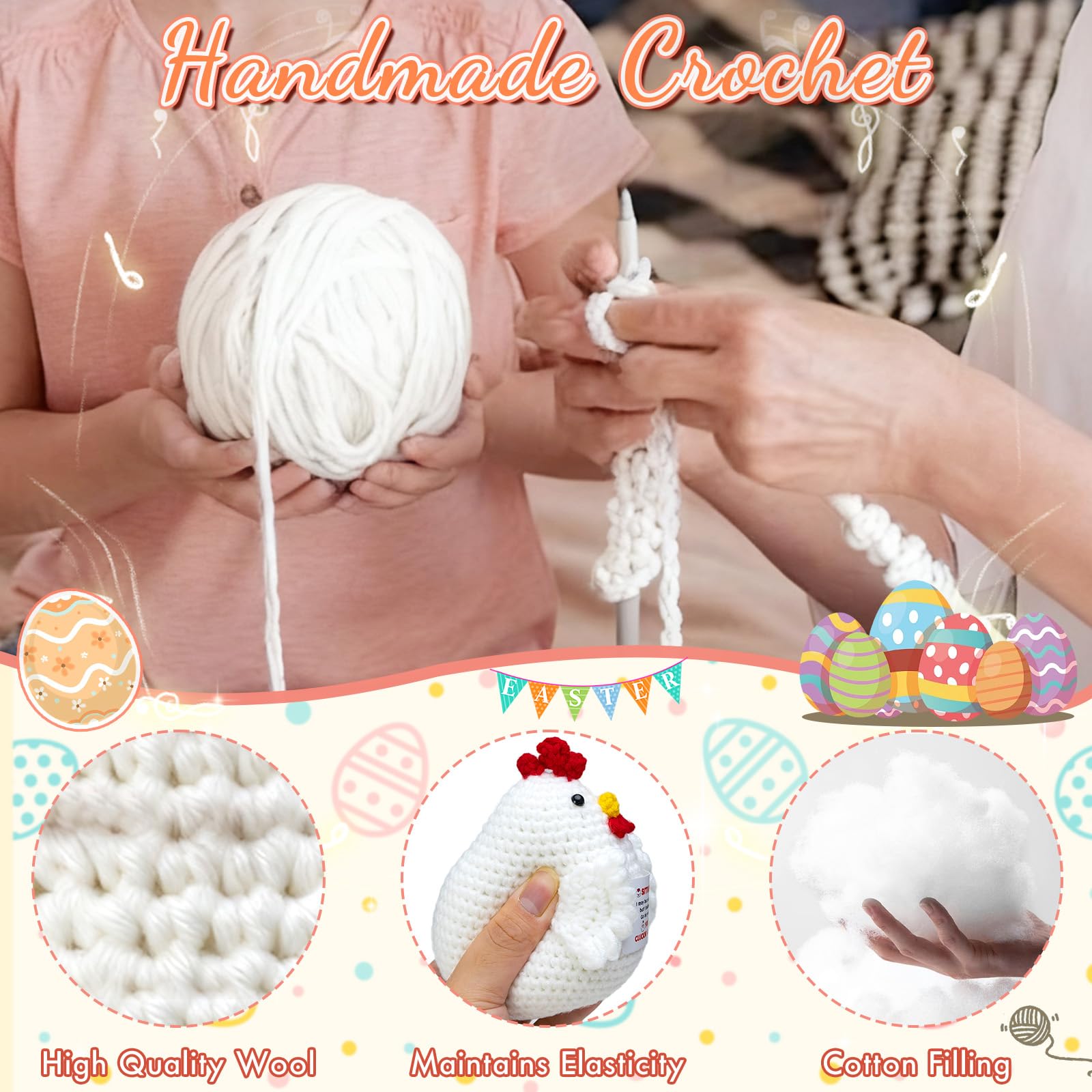 Chicken Gifts for Women, Emotional Support Crochet Chicken with Positive Card, Funny Chickens Lover Gifts, Chicken Stuffed Animal for Chicken Moms Friends Coworkers