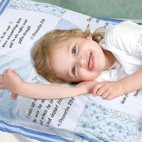 Miniatura 5 de Oudain Mantas cristianas para bebé con versículos de la Biblia, flores de cachemira, manta para recibir bautismo, regalos cristianos de bautizo para