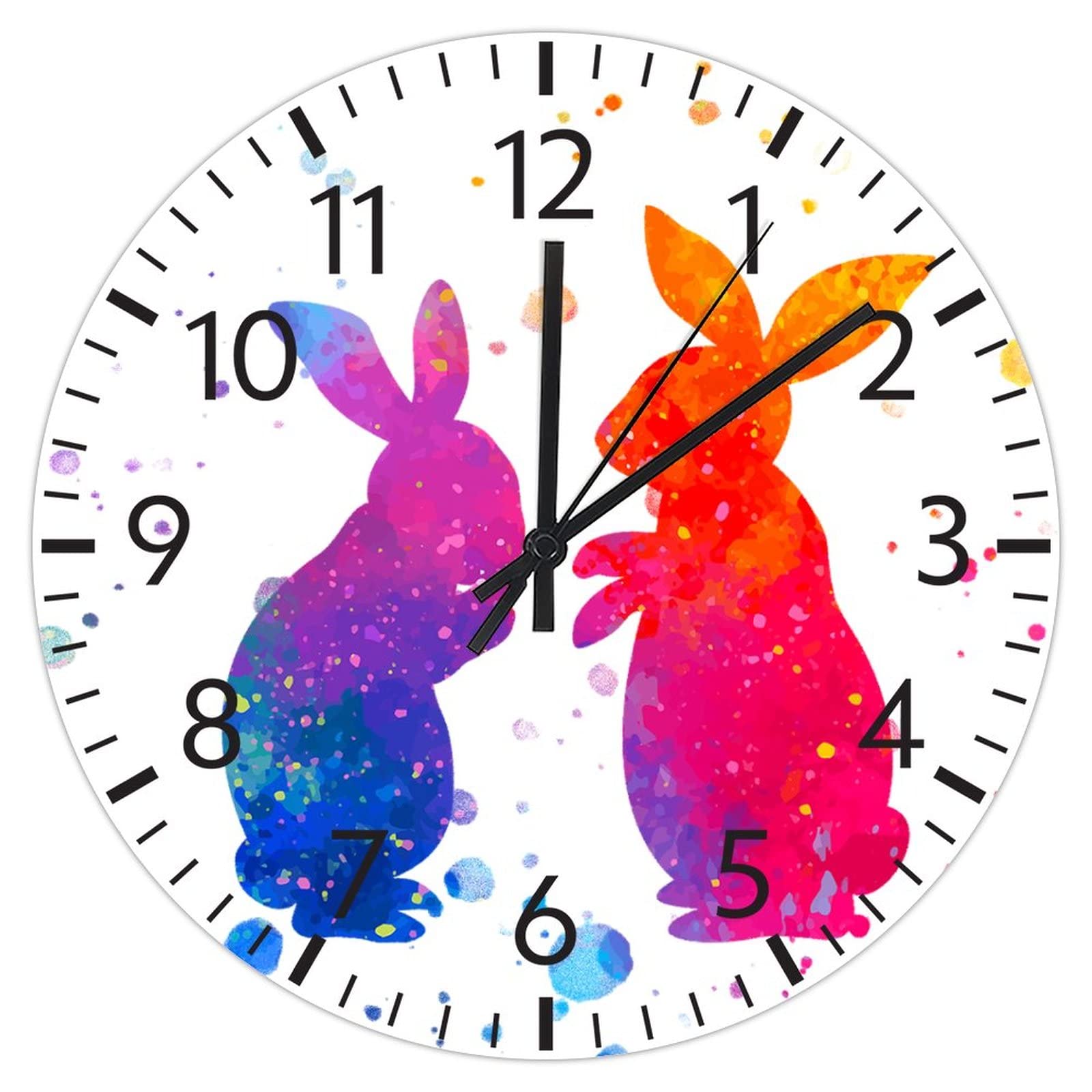 Horloge murale decorative motif lapin aquarelle pour creer une ambiance zen de chambre
