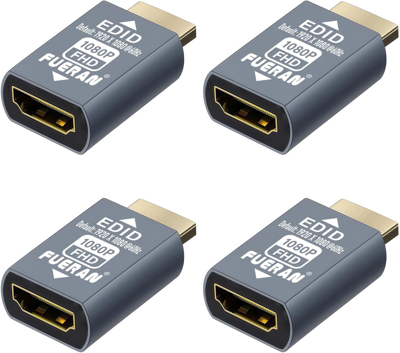 Adapter emulatora HDMI EDID, 1920 x 1080 @ 60 Hz, Plug & Play, kompatybilny z Mac, Thunderbolt to HDMI, przełącznikami, odbiornikami AV, przedłużaczami (1920 x 1080 @60 Hz (1080P)-4P)
