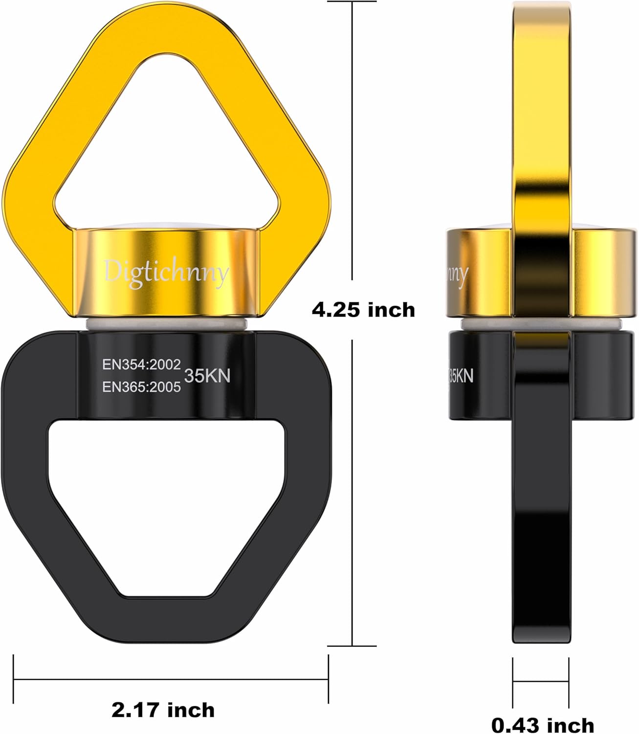 Swing Swivel, 35KN Safety Rotational Device, Swing Spinner for Web Tree Swing, Aerial Dance, Children's Swing, Hanging Hammock Black-Gold - Image 7
