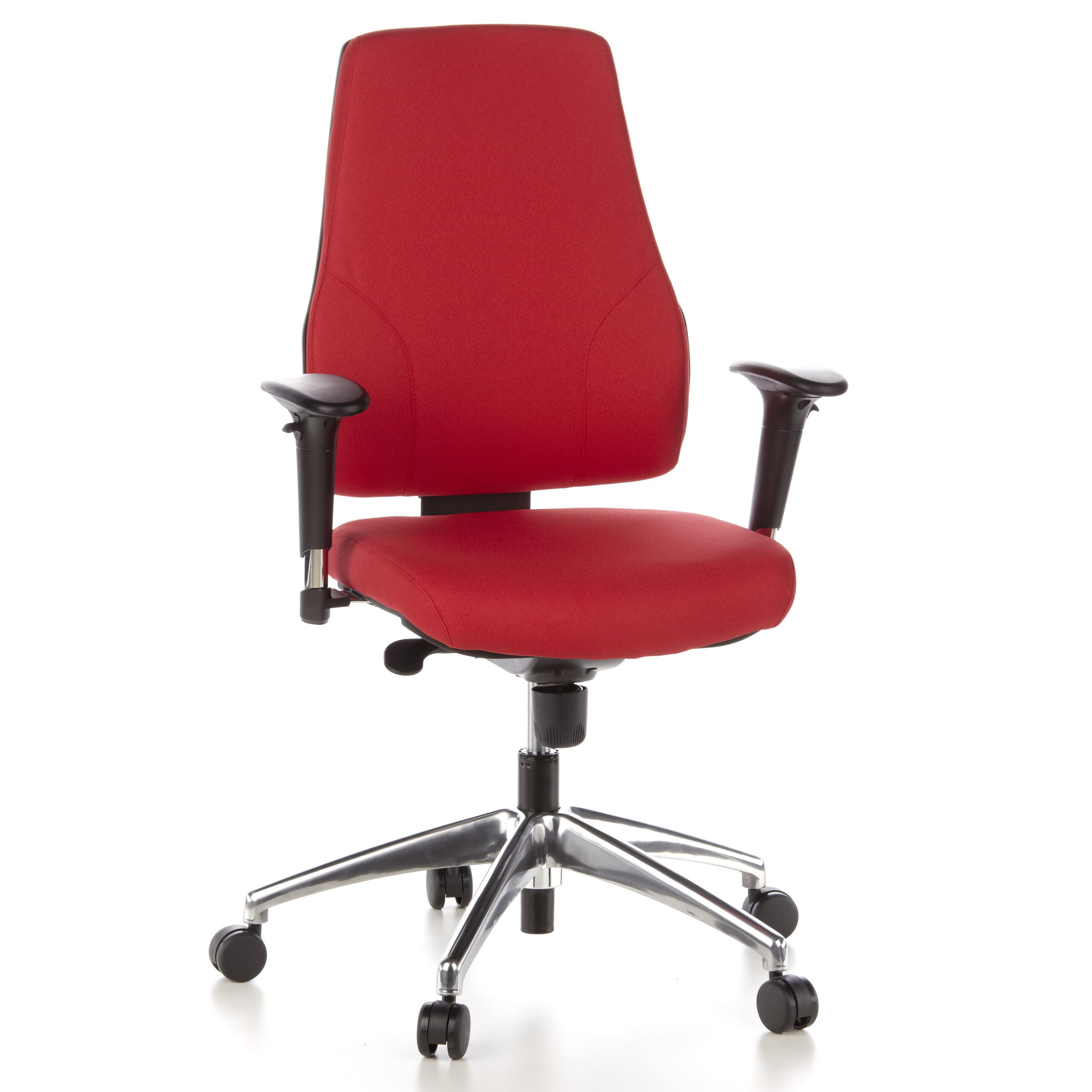 hjh OFFICE 608020 Profi Bürostuhl PRO-TEC 200 Stoff Rot Drehstuhl ergonomisch, Arm- & Rückenlehne höhenverstellbar