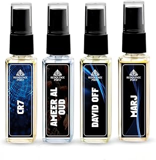 Redolence Point Perfume Spray Set (CR7, Ameer Al Oud, Davidoff, Marj) | Long-Lasting Luxury Fragrance | Travel Size Mini B... Price In India