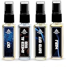 Redolence Point Perfume Spray Set (CR7, Ameer Al Oud, Davidoff, Marj) | Long-Lasting Luxury Fragrance | Travel Size Mini Bottles for Men