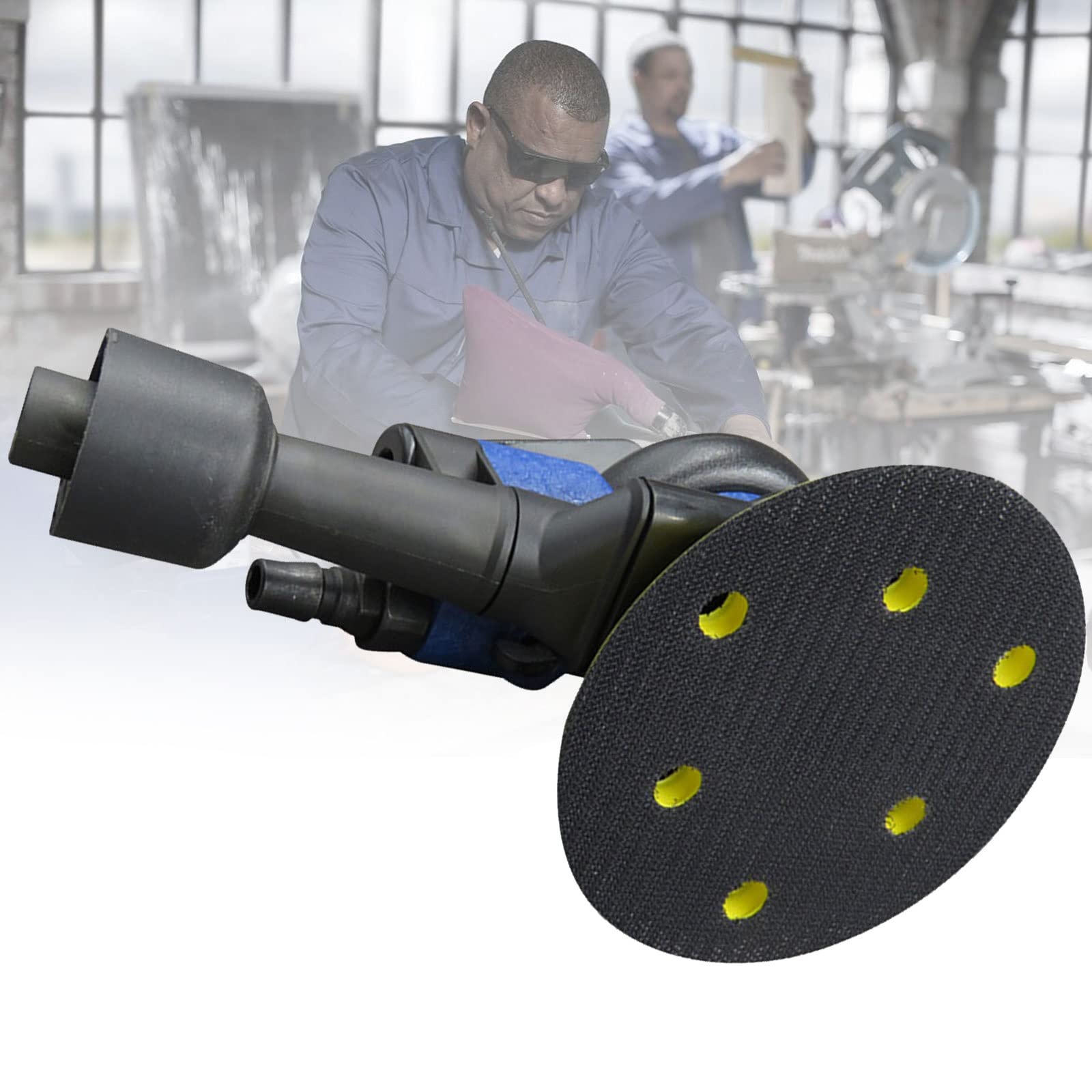 Mini levigatrice pneumatica, levigatrici con raccolta della polvere, dimensioni ridotte, peso ridotto, vibrazioni ridotte, ideale per la levigatura a punti di aree di interesse, corpi, mobili, legn