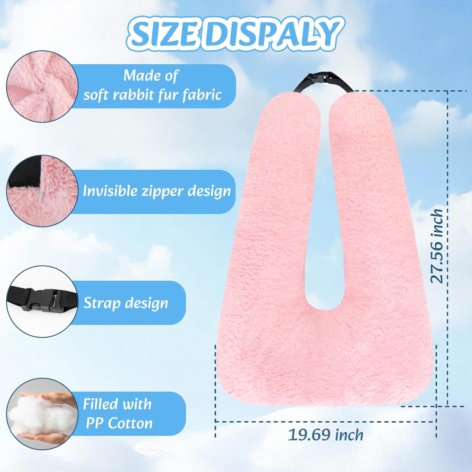 Travel Pillow, Car Pillow for Kids & Adults - Ergonomic Travel Pillows Sleeping Aid for Neck & Body Support, Car Travel Essentials Pillow on Road Trips-Pink - Image 5