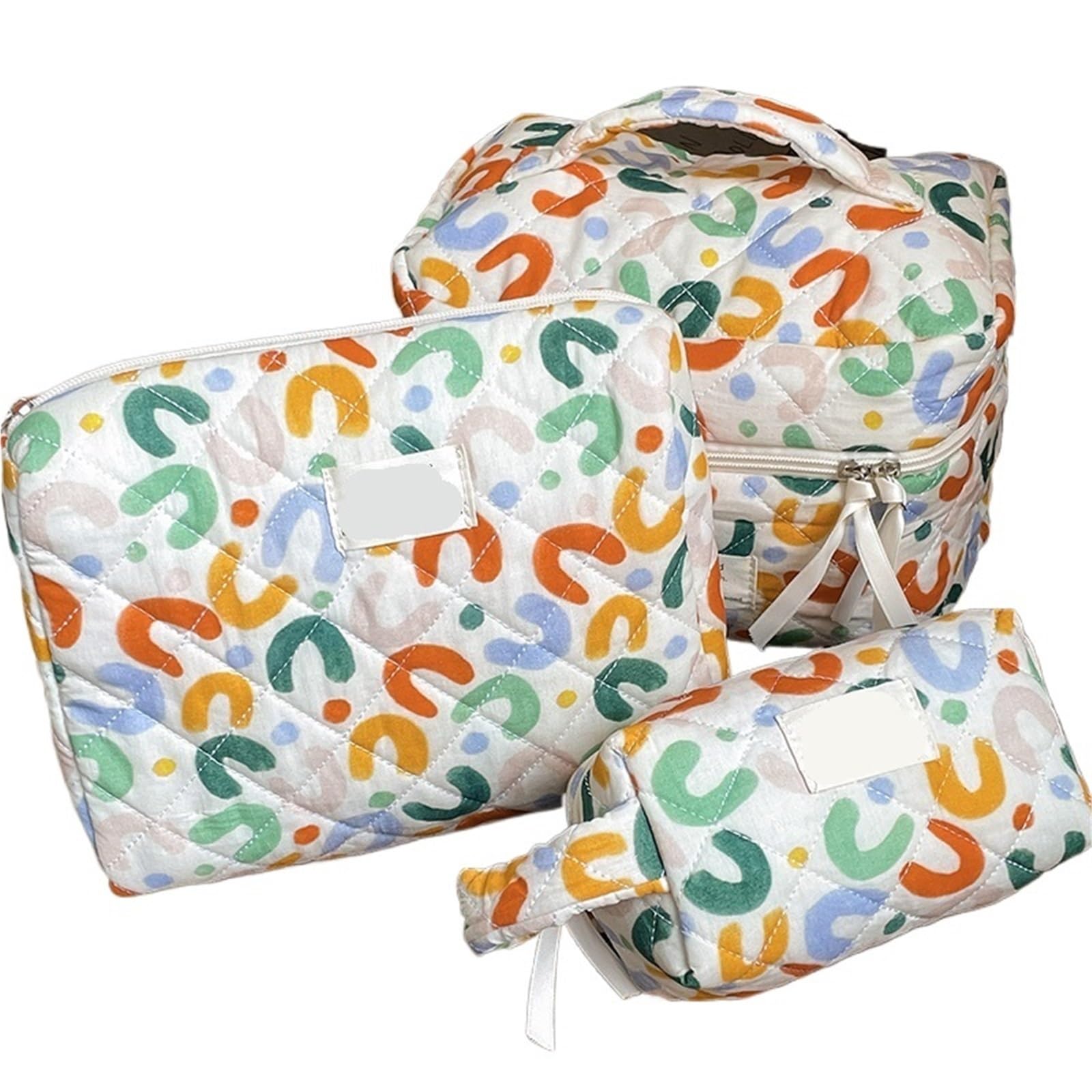 Pochette Trucchi Borsa da viaggio classica da donna, 3 borse, grande capacità, for cosmetici, cosmetici, trucco, organizer, borsa trapuntata da donna(Color-23)