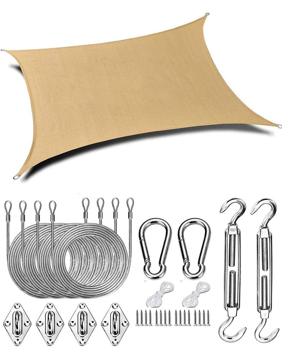 CGG3 x 5M UV-Block Sun Shade Sail, Rectangle Canopy for Patio Garden Outdoor Facility(Instaltation Kit Included)