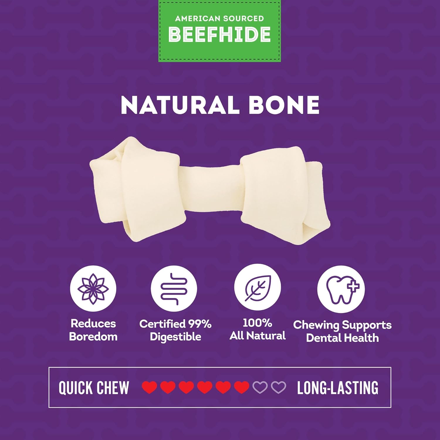 American Sourced Beefhide Bones 4-5" Dog Chew Treats - Natural Flavor, 22 Count/1 Pack