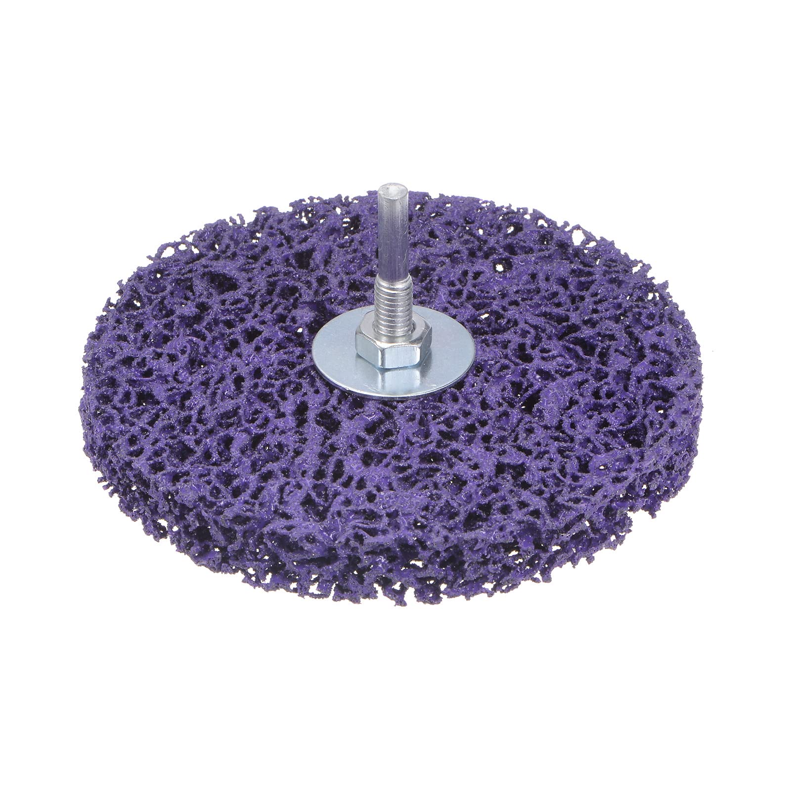 Roue décapage violette pour restaurer un vieux salon de jardin en fer forgé