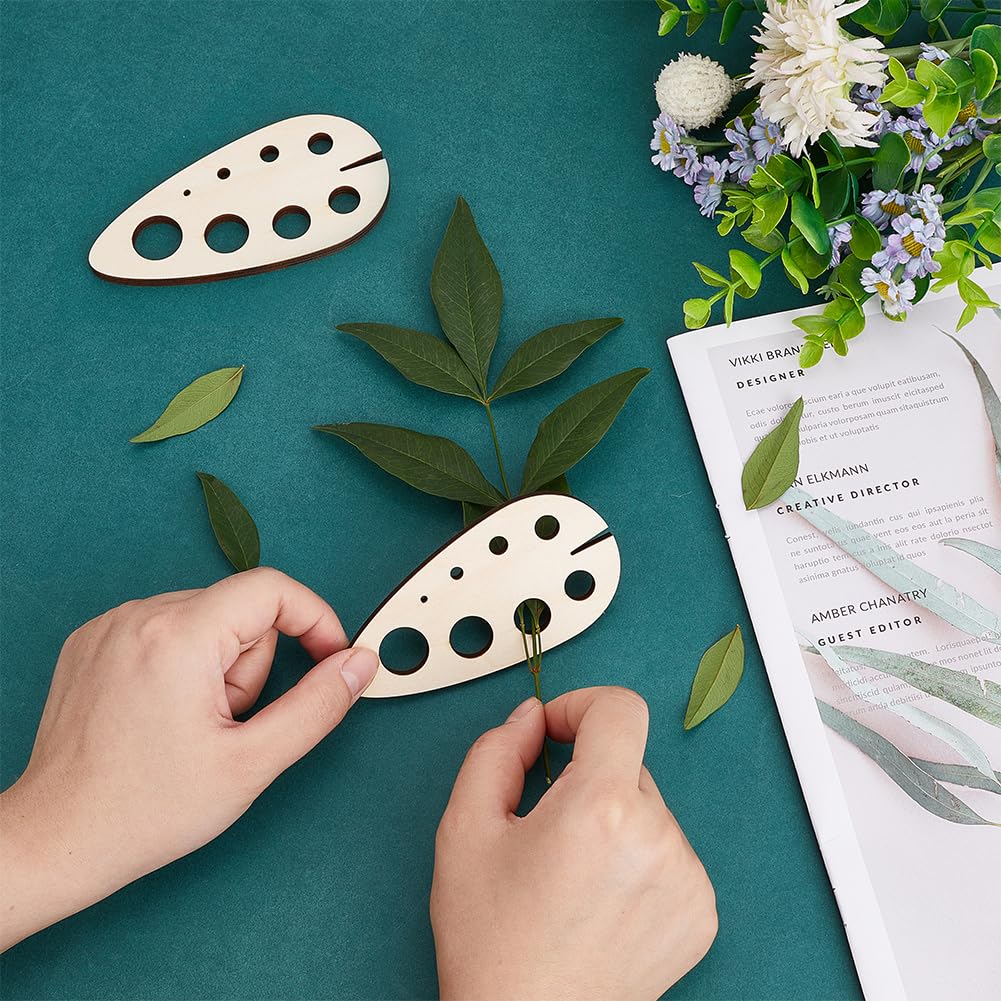 PH PandaHall 2pcs Wooden Herb Stripping Tool 8 Holes Teardrop Wood Herb Stripper Wooden Herb Stripper Leaves Cutter Rustic Safe Kitchen Tool for Cooking Gift Christmas - Image 3