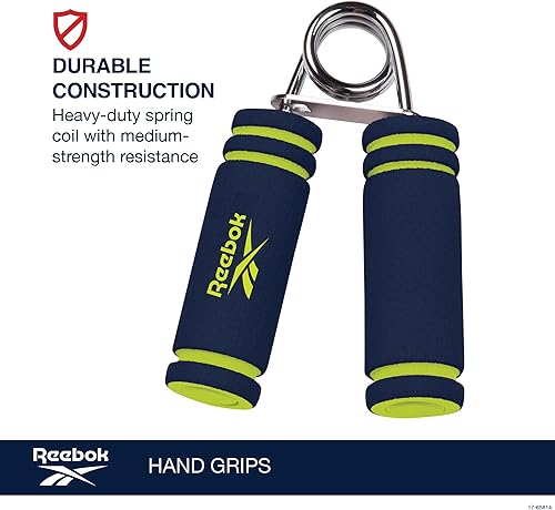 Miniatura 4 de Reebok - Paquete de 2 agarres de mano, muñeca en espiral de resorte, dedos y antebrazo con asas de espuma suave, mejora la fuerza de agarre, agarre