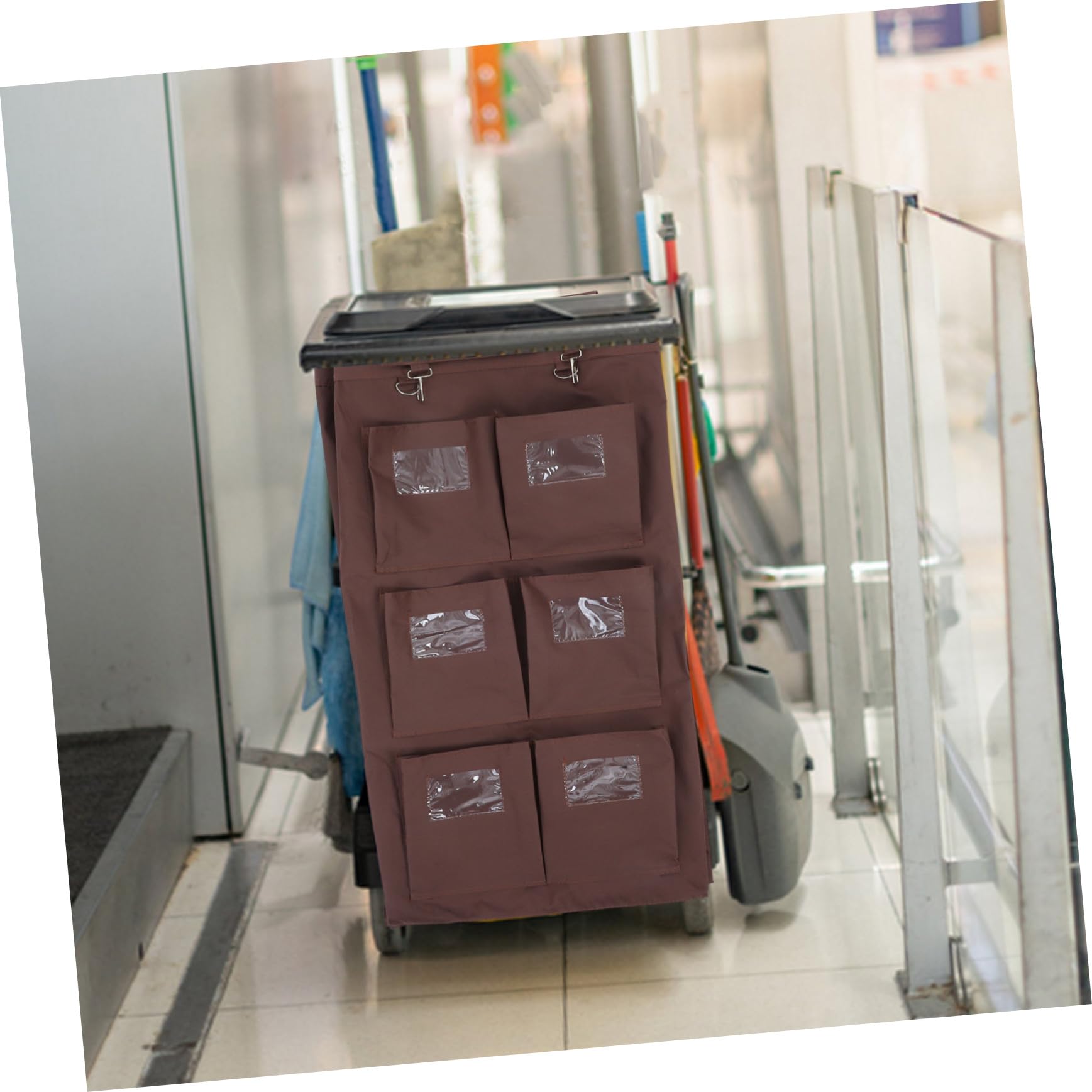 Cabilock Bolsa para Carrito de Limpieza Compatible con 6 Bolsillos, Gran Capacidad Material Oxford y PVC, Adecuado para Hotel y Servicio de Limpieza