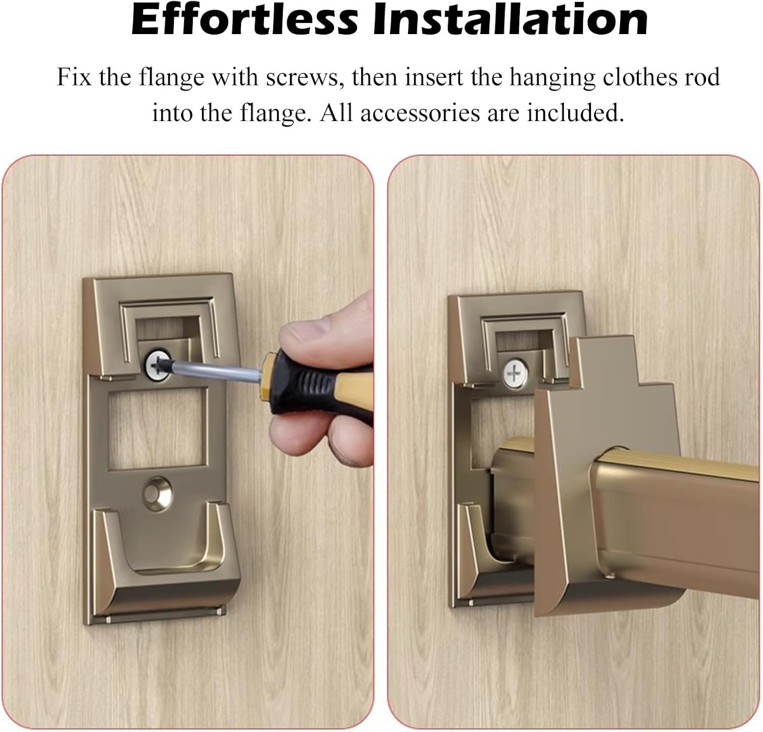 Closet Rods for Hanging Clothes, Heavy Duty Wardrobe Valet Rod with Flanges, Thick Metal Closet Pole Wall Mount, Non Slip Strip Designed(Silver,70cm(27 1/2"))