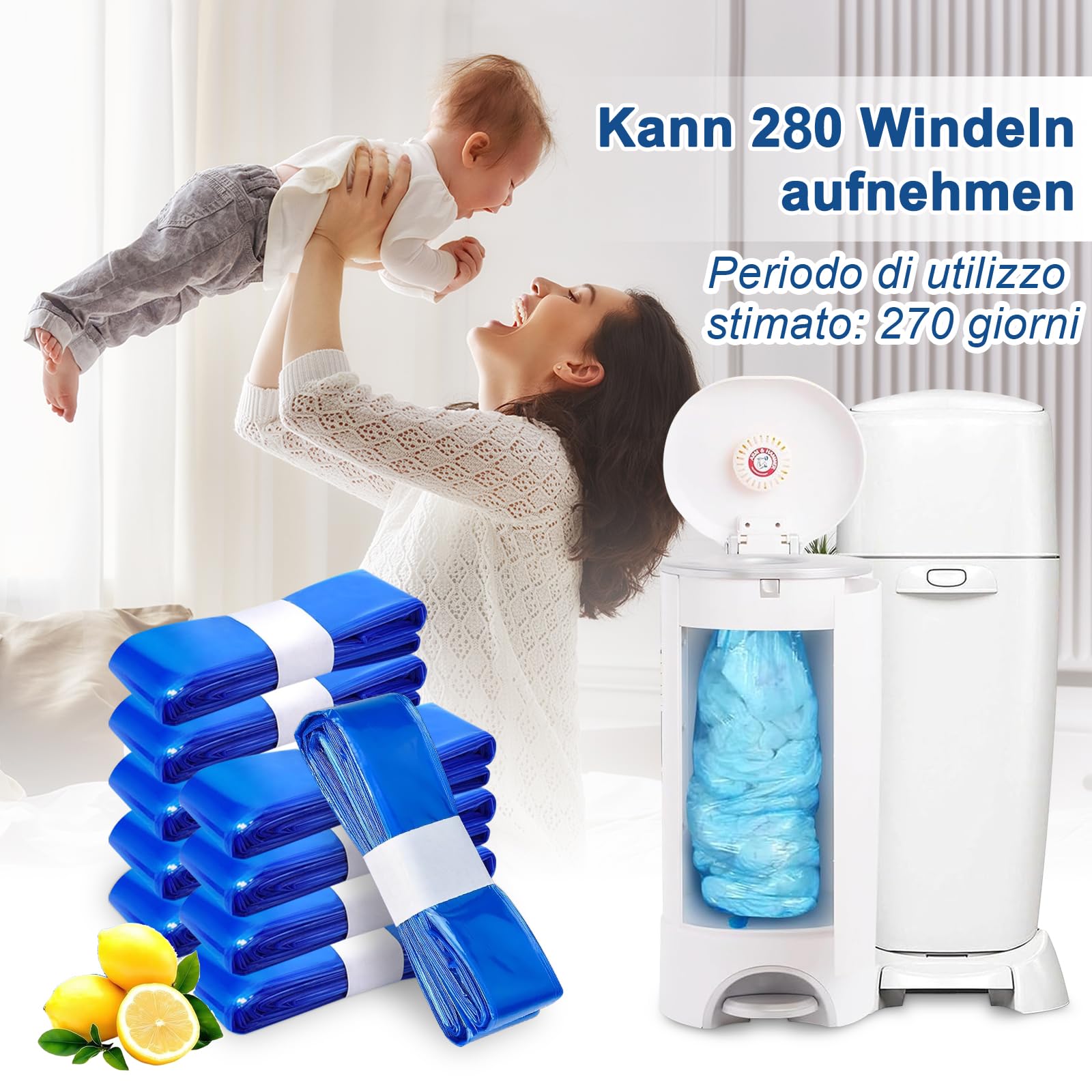 TopEsct Sacchetti Mangiapannolini 4,5M x 10 Pezzi Ricarica Mangiapannolini, Compatibile con Angelcare Foppapedretti LitterLocker con Twist & Click, Tecnologia Antiodore EVOH (Confezione da 10)