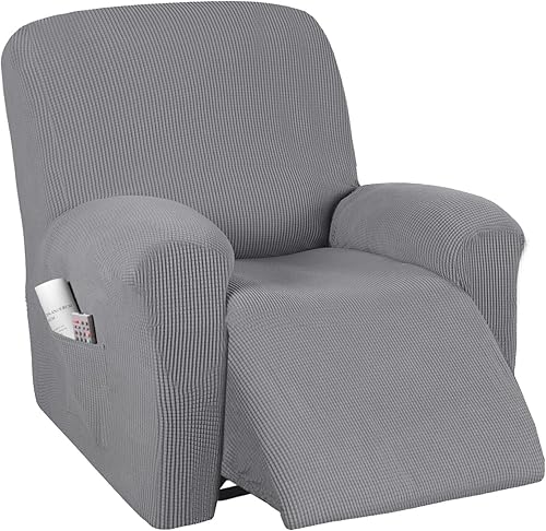 Miniatura 21 de PrinceDeco Funda para silla reclinable, elástica, 1 pieza, protector de muebles con parte inferior elástica para silla con bolsillo lateral, funda