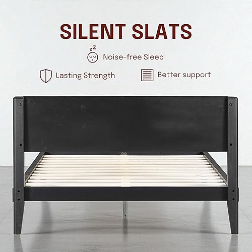 Miniatura 6 de NTC Sapa - Marco de cama de madera maciza con cabecera tallada en 3D, carpintería japonesa, no necesita somier, listones silenciosos, fácil montaje,