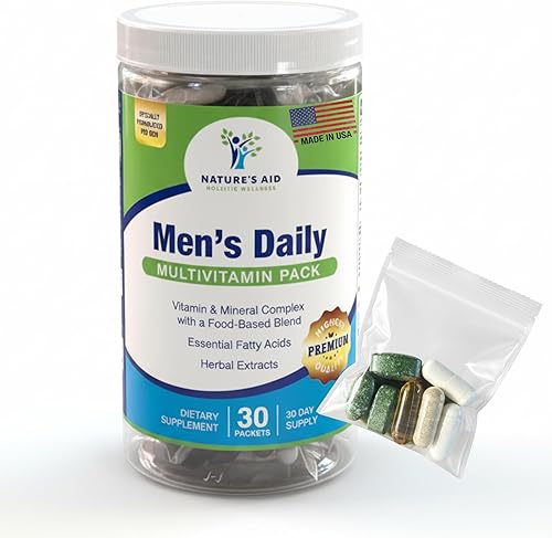 Nature's Aid Holistic Wellness Multivitaminas diarias 7 para hombres para energía, concentración y rendimiento. Complejo vitamínico y mineral con