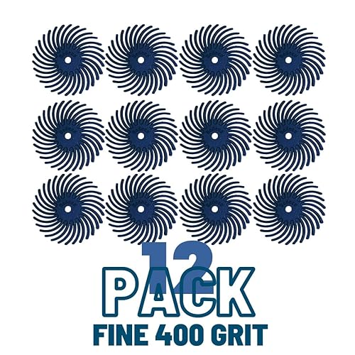 Miniatura 63 de Dedeco Sunburst - Discos de cerdas radiales (12 unidades, 7/8 pulgadas, curvados, grano 1400 durazno (extrafinos, 6 micrones), óxido de aluminio