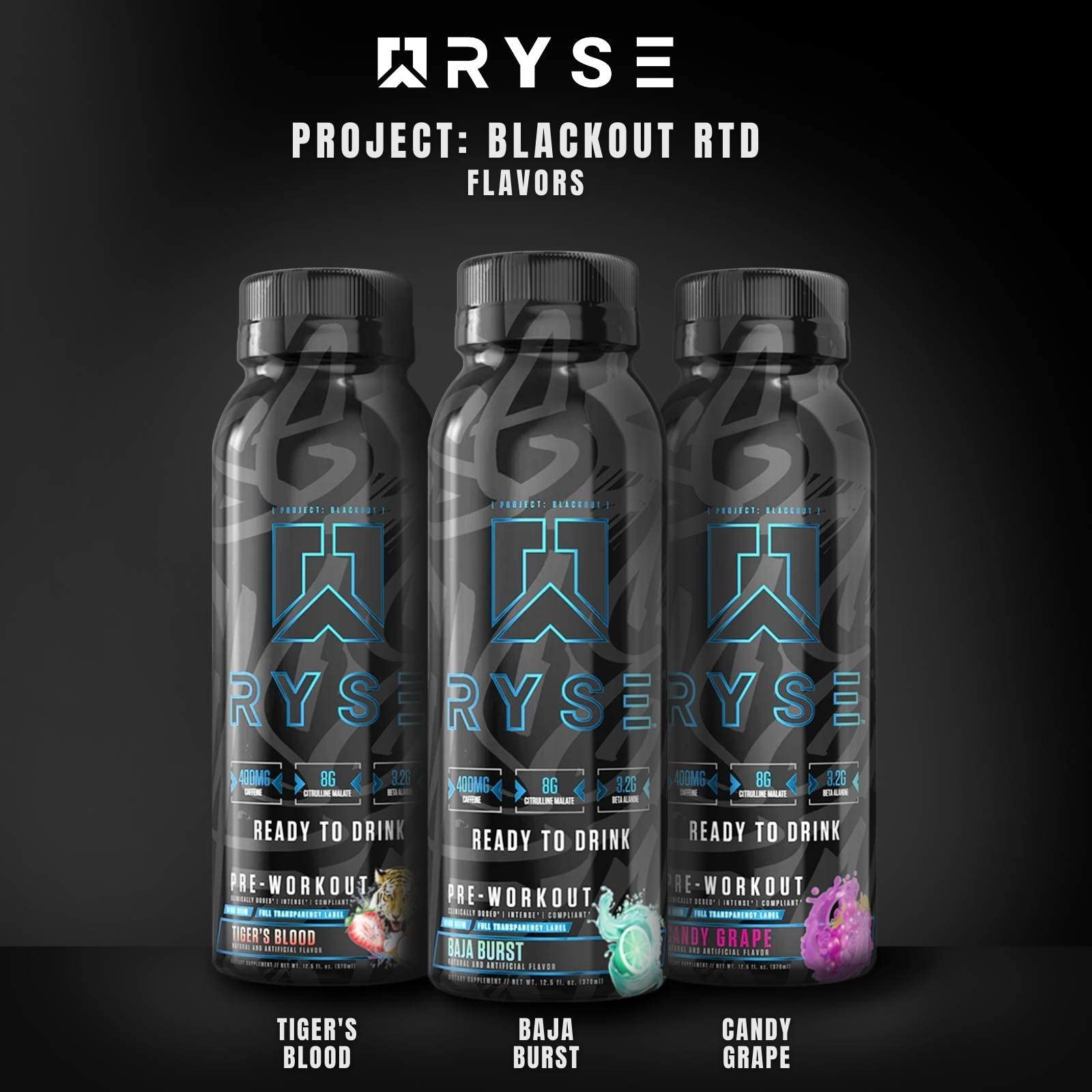 Buy Ryse Project Blackout Ready to Drink (RTD) PreWorkout Pump, Energy, Strength