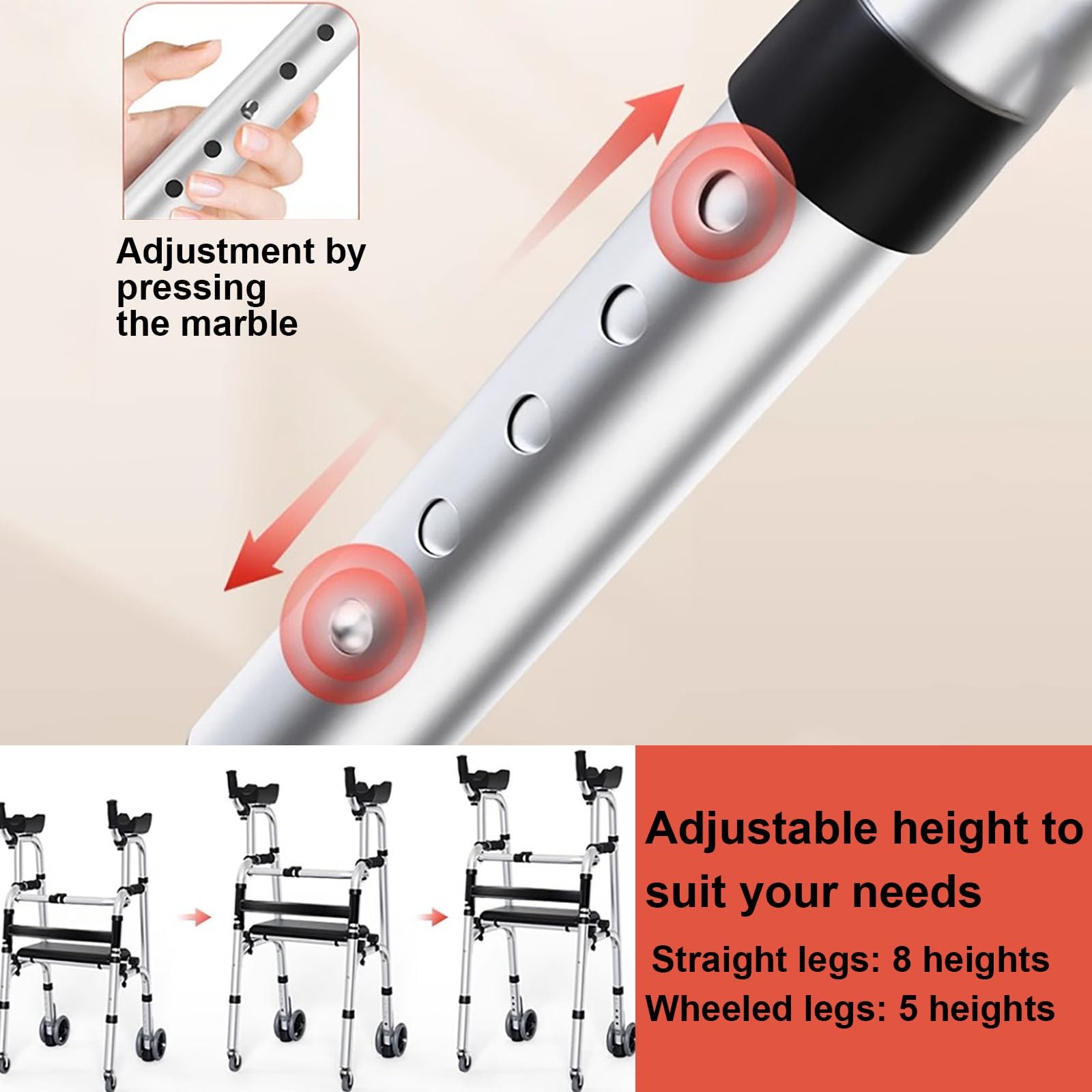 Andador Plegable 2 En 1, Andador Ligero For Personas Mayores Con Asiento Y Pasamanos Extraíbles,Plegable, Adecuado For Entrenamiento De Rehabilitación Y Uso De Personas Mayores