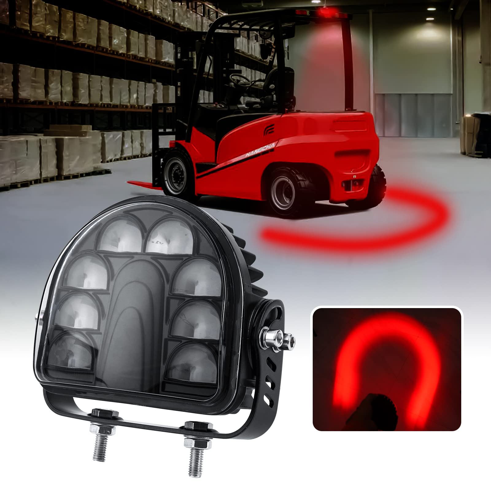 Photo 1 of M MIBAHE LED Forklift Safety Warning Light Warehouse Pedestrian Warning Arch Zone Spotlight DC10-80V Truck Security Indicator, 1PCS