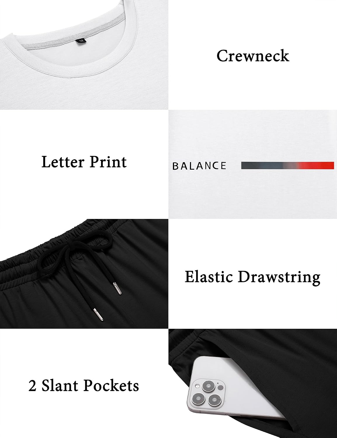 LecGee Men's Letter Graphic Print T Shirts Short Sleeve Top & Shorts Tropical Casual Fashion Tracksuit image 2