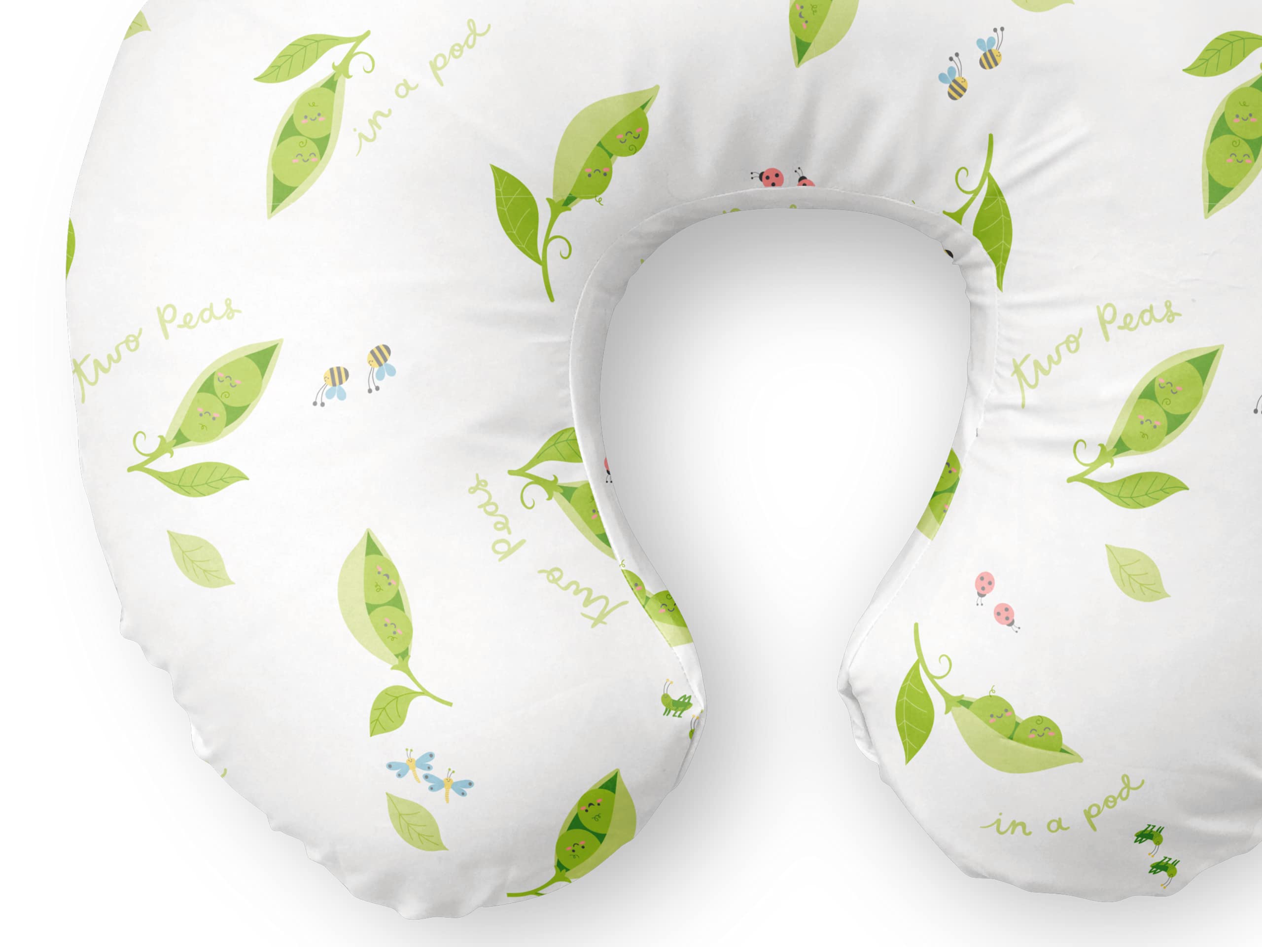 Nursing Pillow Cover for Twins - Soft Jersey Cotton, Breastfeeding, Bottle Feeding, Propping, Support, Tummy Time, Slipcover, Zipper Closure, Newborns, Boys, Girls