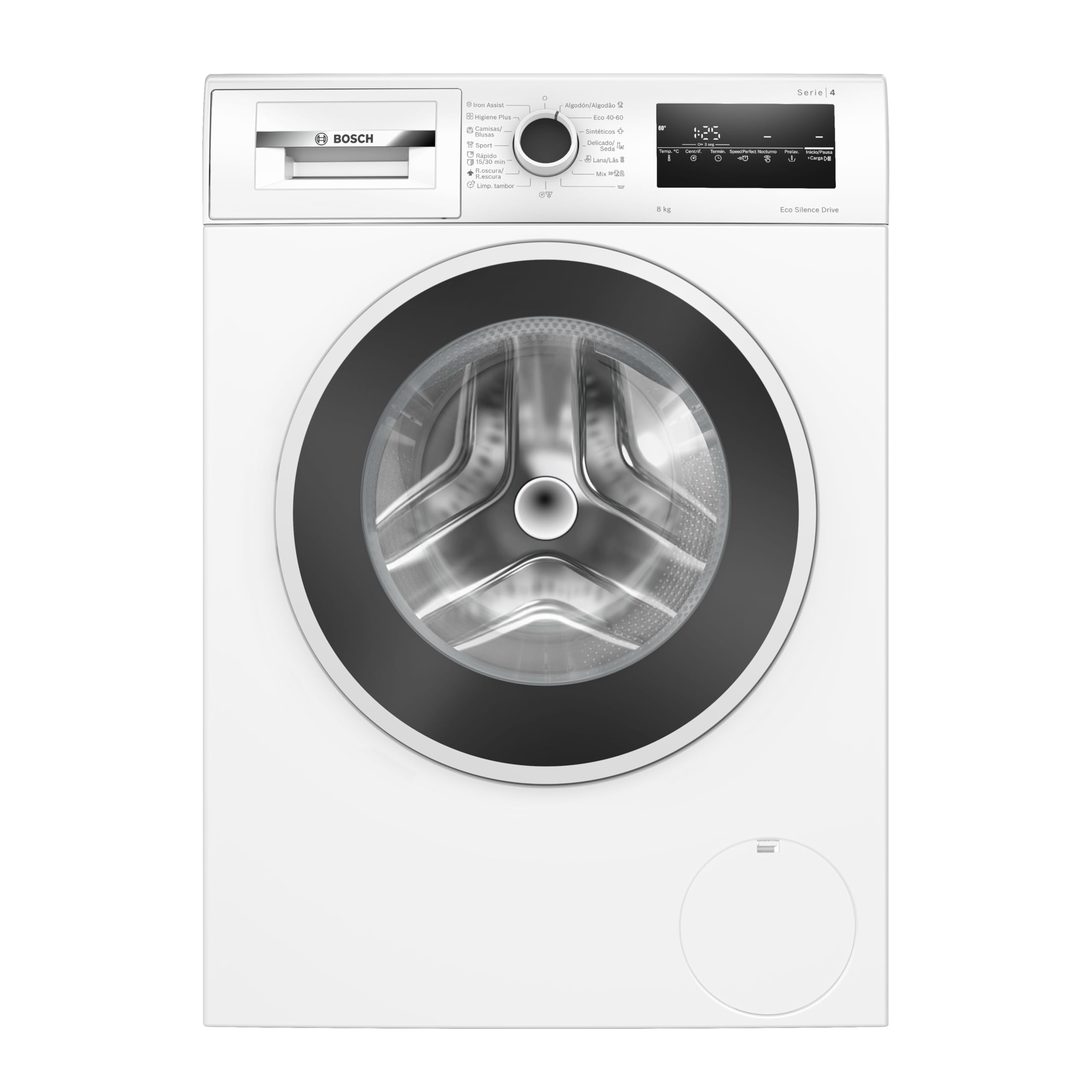 Bosch, Lavadora, Serie 4, 8 kg, Iron Assist, blanco, WAN28283ES | Planchado más fácil gracias al programa de vapor, con un motor silencioso y duradero.