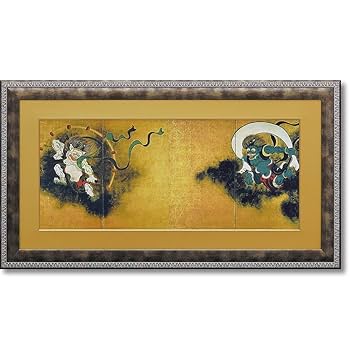 尾形光琳「風神雷神図」シルクスクリーン 証明シール有 重要文化財 限定品 額縁入 Amazon.co.jp: 絵画 尾形 光琳「風神雷神図屏風」 インテリア 額