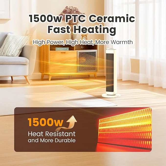 Calefactor Eléctrico de Torre Cerámico PTC 1500W 220V miniatura 3
