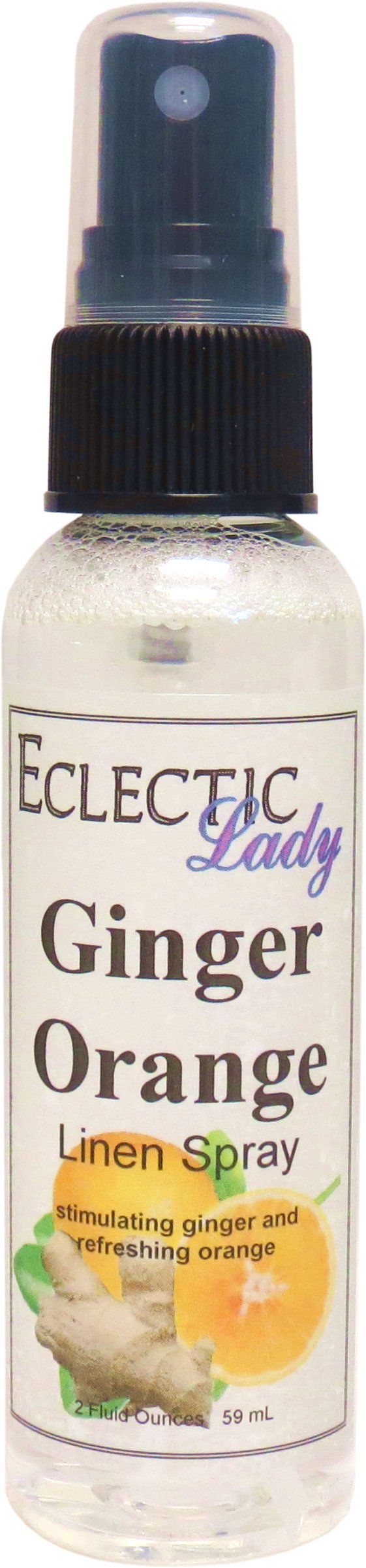 Ginger Orange Linen Spray (Double Strength), 16 ounces - Eclectic Lady Sheet and Linen Spray - No Artificial Colors, Parabens, or Preservatives - Long-Lasting Scent for Bed, Fabric & Pillow