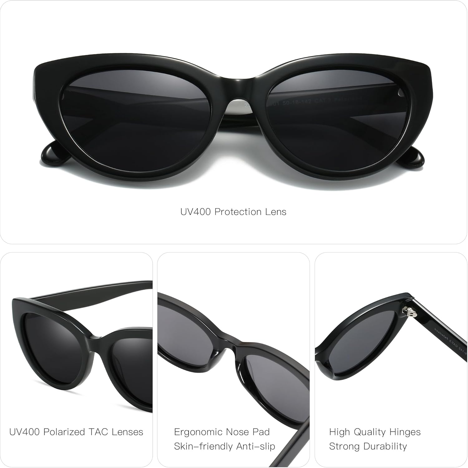ZENOTTIC Trendy Polarized Women Sunglasses: Retro Cateye Shades for Ladies - Sun Glasses with UV400 Protection - Image 3