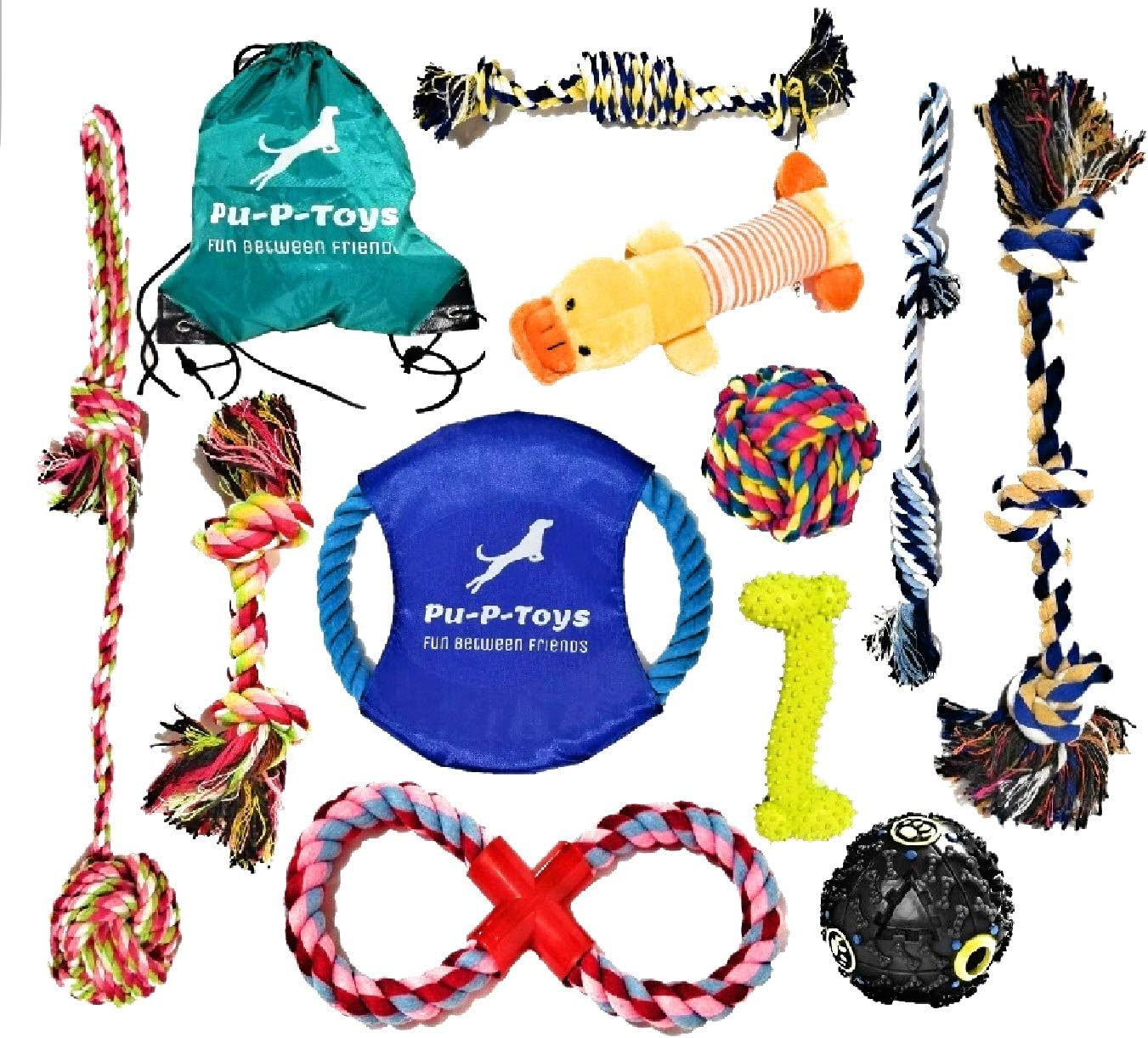 Pu-P-toys! Kong Dog Toys-12 Pack-Durable Puppy Chew toys-Dog toy For Playtime And Effective Teeth Cleaning-Treat Ball, Squeak Toys,…