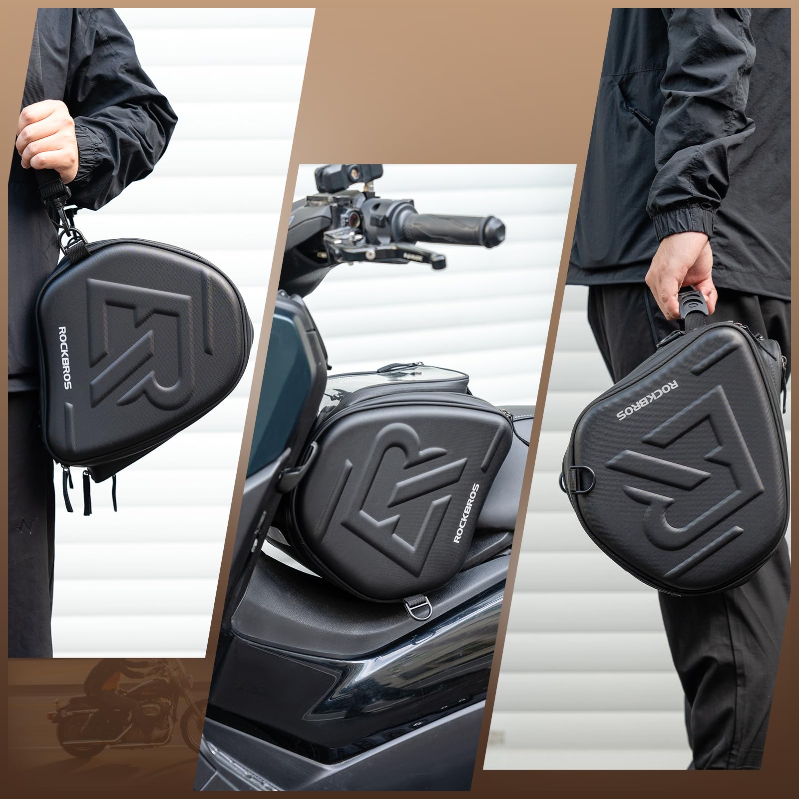 ROCKBROS Borsa da serbatoio per moto, 14 l, rigida, navigazione, impermeabile, cerniera, casco