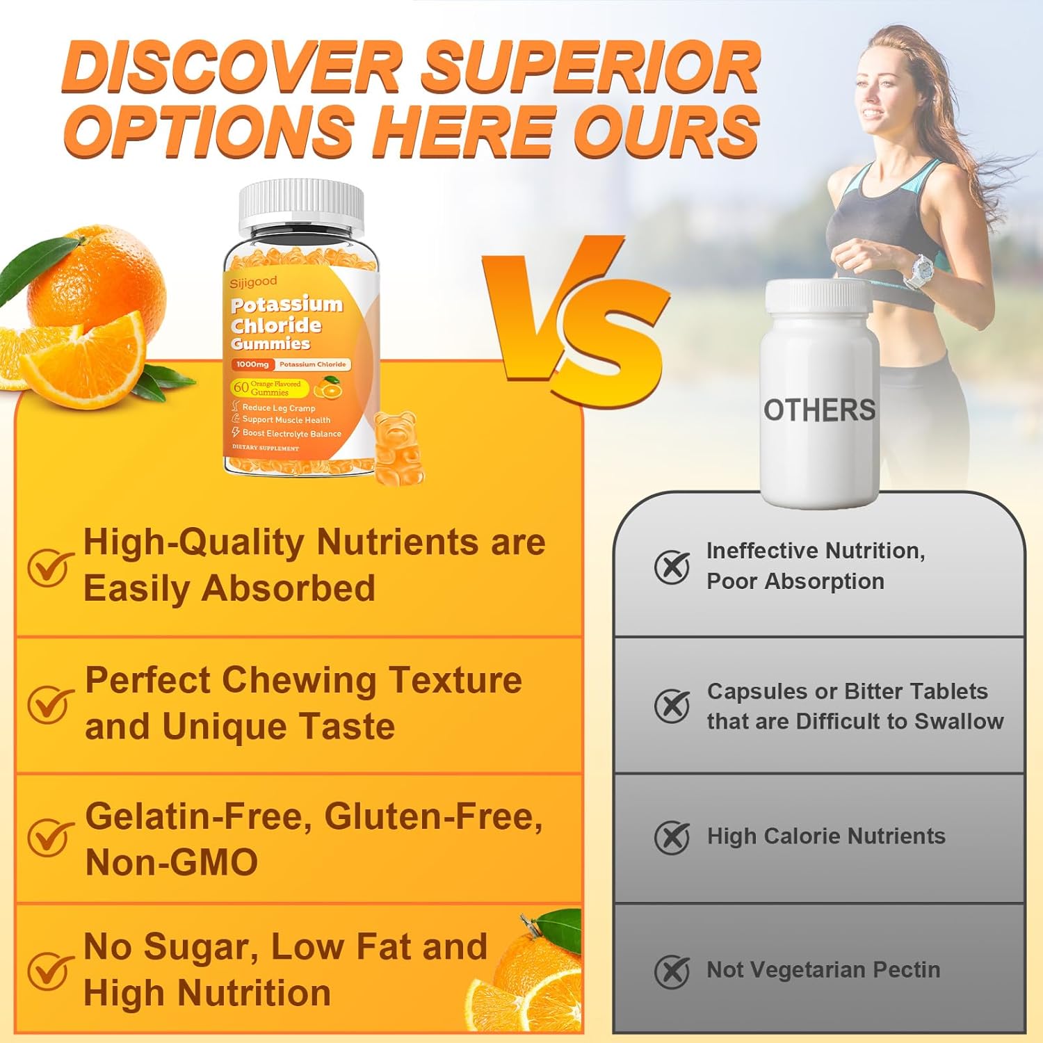 Sugar Free 2 Pack Potassium Gummies, Potassium Chloride 1000mg for Adults, Potassium Supplement for Women & Men, Electrolyte Balance, Prevent Leg Cramp, Support Muscle & He♡rt Health, 120 Count - Image 7