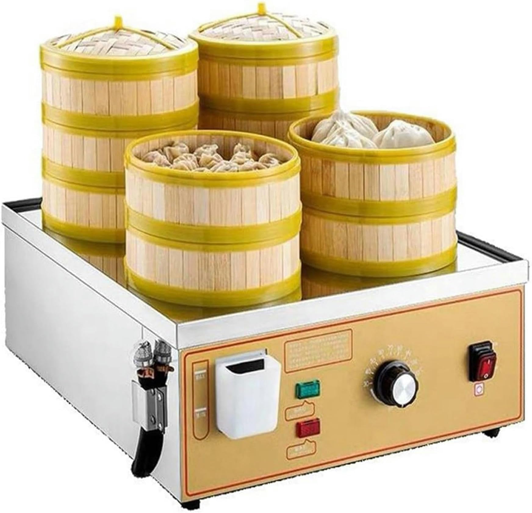 Vaporera Eléctrica De Cuatro Orificios para Alimentos, Máquina Comercial para Hacer Bollos Al Vapor, Máquina De Vapor Doméstica De Acero Inoxidable.