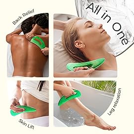 Scienlodic Gua Sha Massage Tool with Handle (Resin) Larger Guasha Body Scraping Tool for Back Legs Neck Massage, Lymphatic Drainage, Cellulite Remove - Large Green